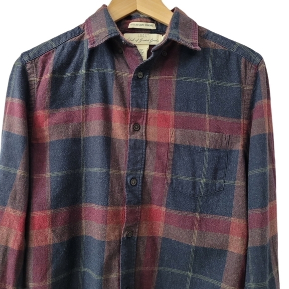 Burgandy Plaid Flannel Regular Fit High Low Button Front Shirt Size XS - Picture 3 of 12